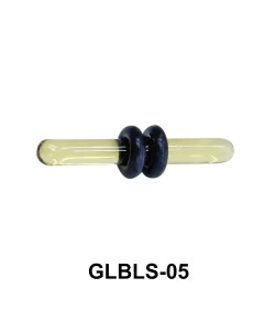 Glass Barbell with Two Black Rubber Ring Outer GLBLS-05